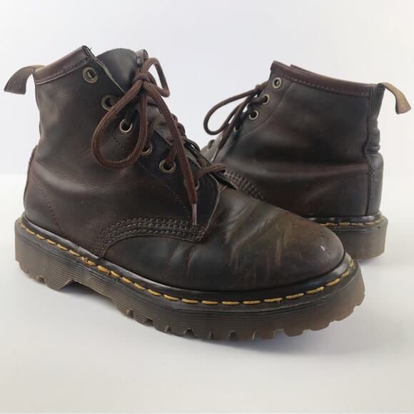 Vintage 90s Doc Dr Martens 1460 Style Leather Made in England Round Logo Boots - Picture 2 of 15